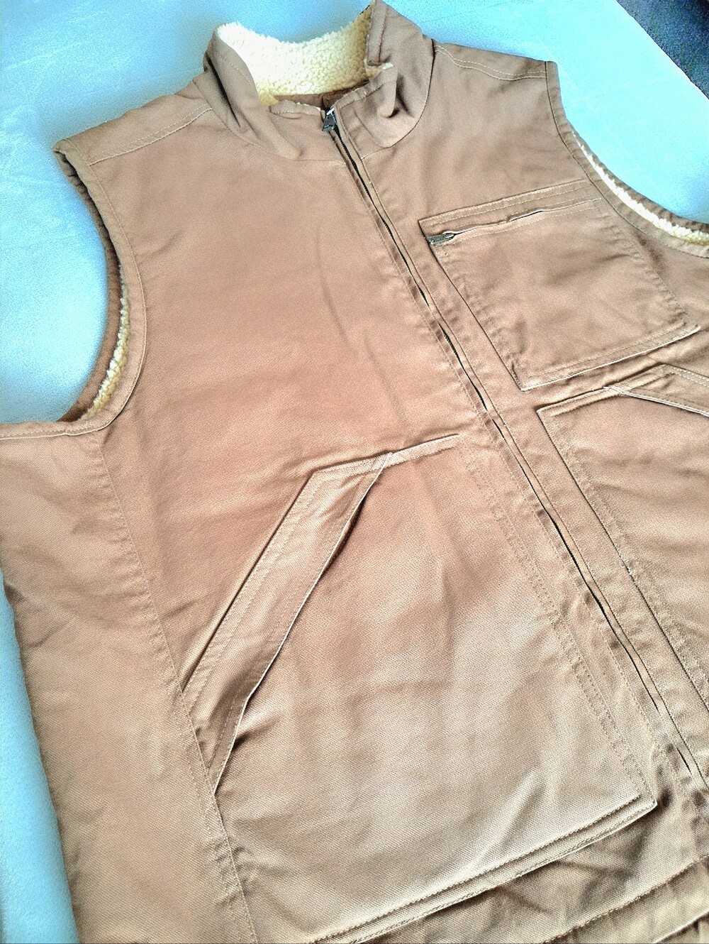 Lee Workwear Men’s XXL Sherpa Lined Canvas Utility Vest Brown NWOT